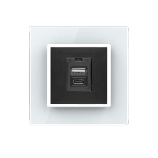 Livolo USB-Modul inkl. USB-C und USB-A mit Glasblende in Weiß