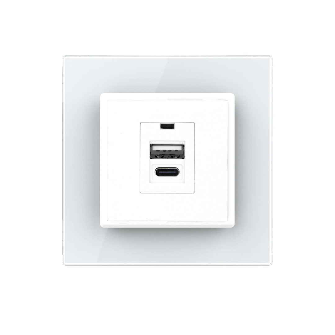 USB-Modul Typ A+C inkl. Glasrahmen in weiß