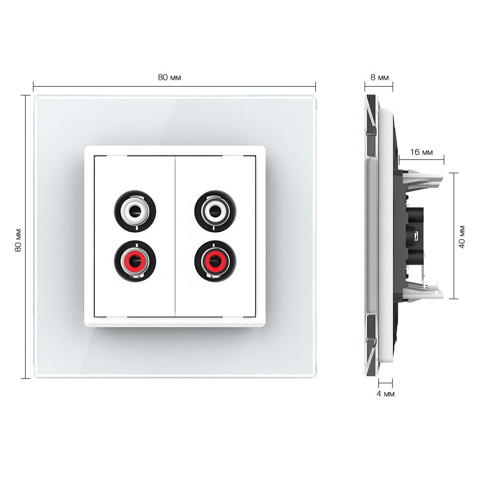 Livolo zweifaches, weißes Audio-Modul mit Glasrahmen