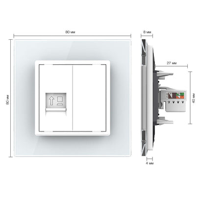 Livolo einfaches, weißes LAN-Modul mit Glasrahmen