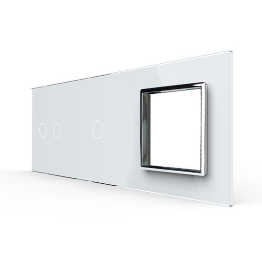 Weiße Glasblende für 1 2-fachen + 1 1-fachen Touch-Schalter + Modul