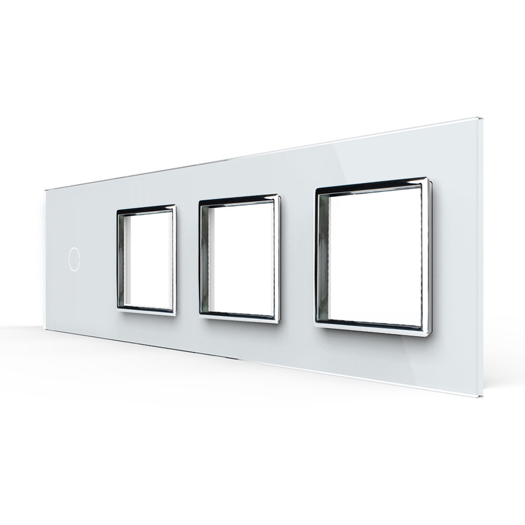 Weiße Glasblende für 1 1-fachen Touch-Schalter + 3 Module
