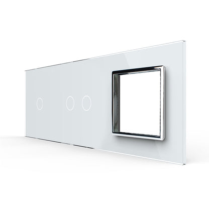 Weiße Glasblende für 1 1-fachen + 1 2-fachen Touch-Schaltler + Modul