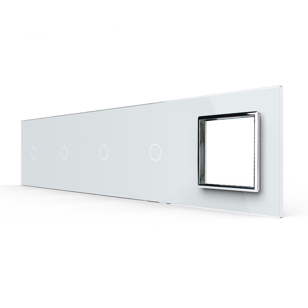 Weiße Glasblende für 4 1-fache Touch-Schalter + 1 Modul