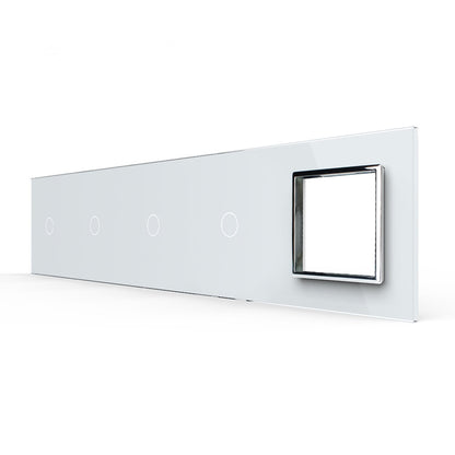 Weiße Glasblende für 4 1-fache Touch-Schalter + 1 Modul