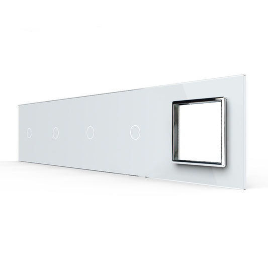 Weiße Glasblende für 4 1-fache Touch-Schalter + 1 Modul