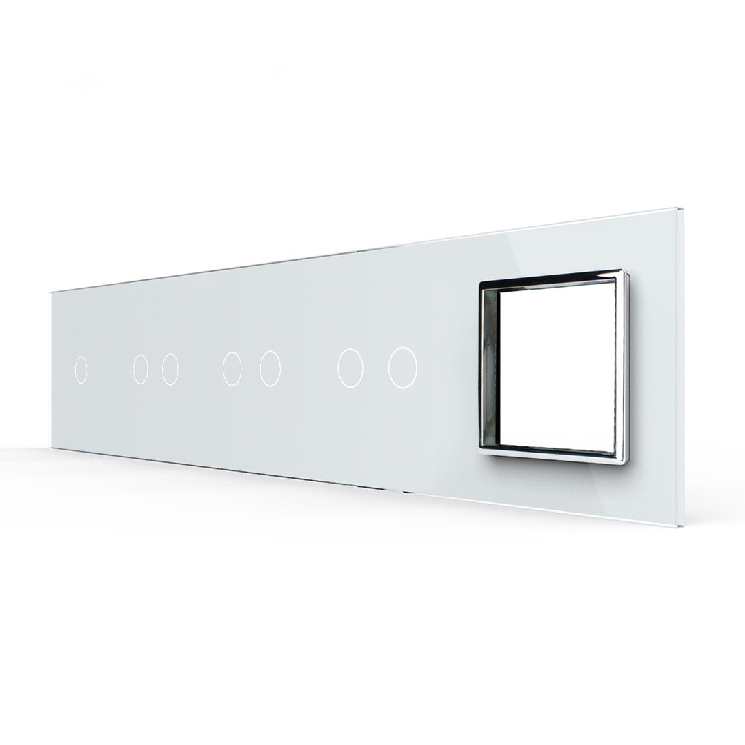 Weiße Glasblende für 1 1-fache + 3 2-fache Touch-Schalter + 1 Modul