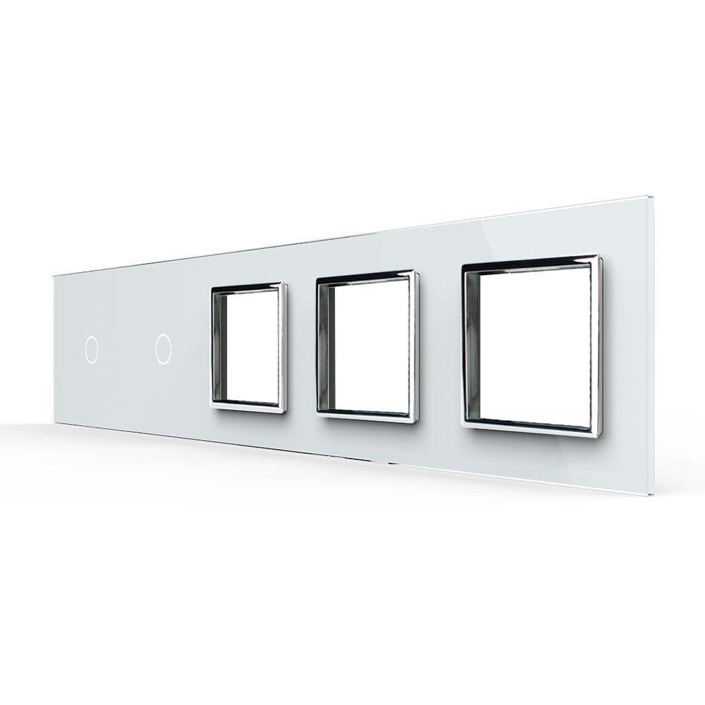 Weiße Glasblende für 2 1-fache Touch-Schalter + 3 Module