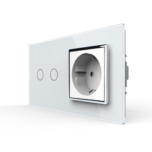 LIVOLO Touch Serienlichtschalter und Steckdose mit Glasrahmen in Weiß