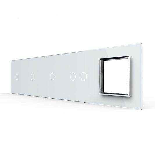 Weiße Glasblende für 3 1-fache + 1 2-fachen Touch-Schalter + 1 Modul