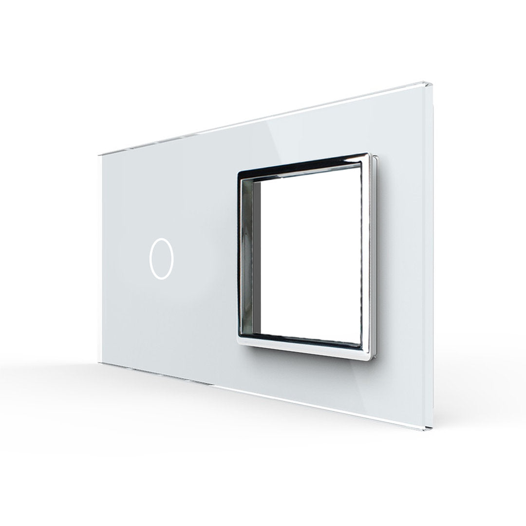 Weiße Glasblende für 1 1-fachen Touch-Schalter + 1 Modul