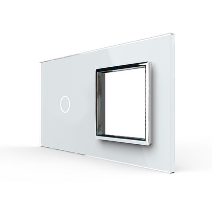 Weiße Glasblende für 1 1-fachen Touch-Schalter + 1 Modul