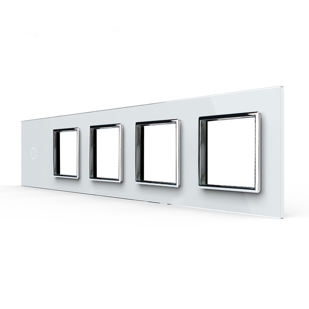 Weiße Glasblende für 1 1-fachen Touch-Schalter + 4 Module