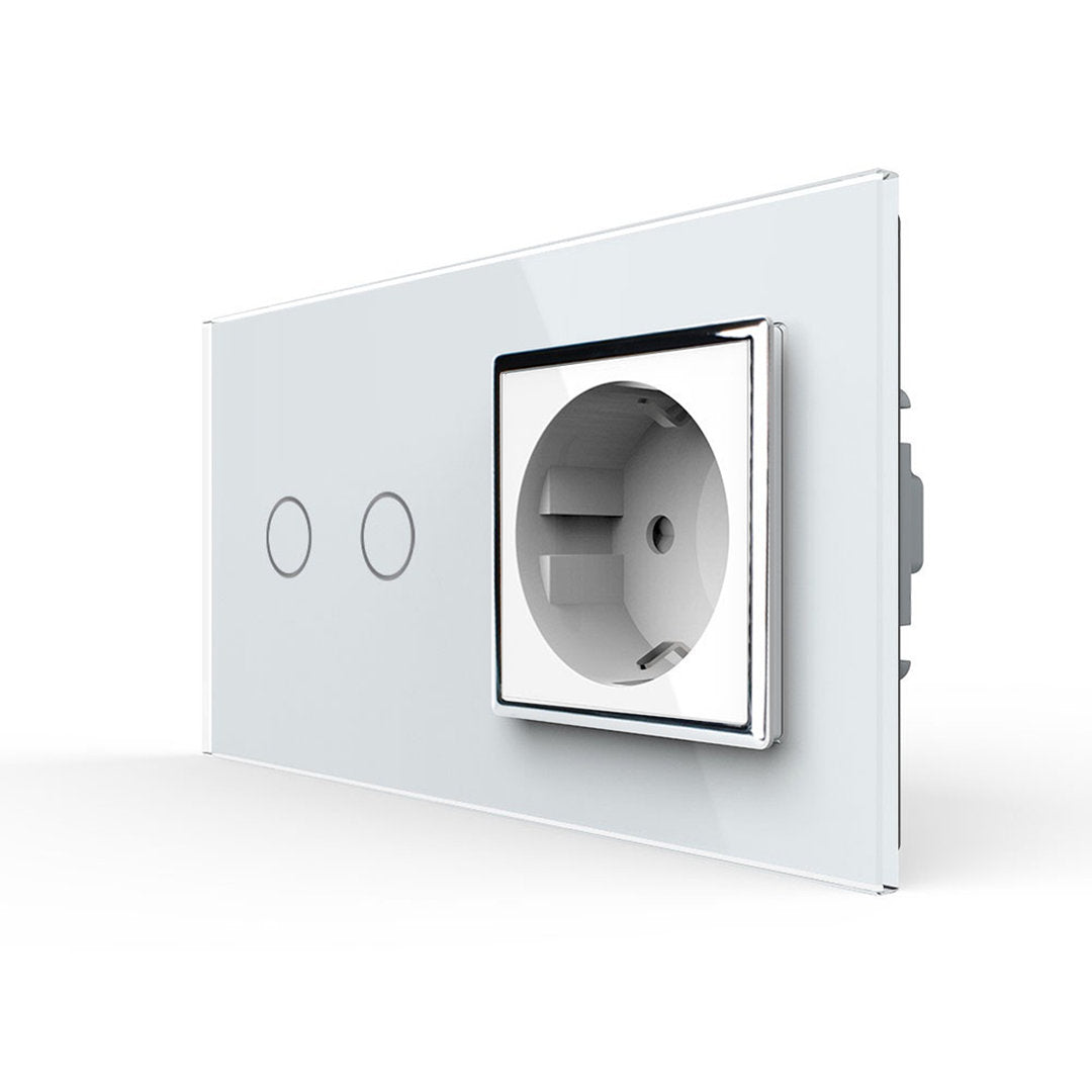 Livolo Touch-Rollladenschalter mit Steckdose in weiß