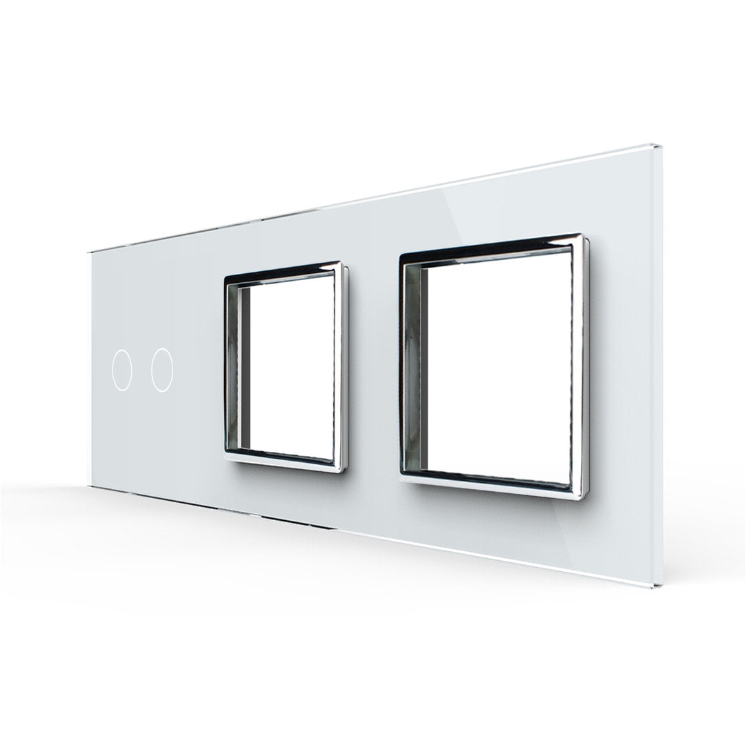 Weiße Glasblende für 1 2-fachen Touch-Schalter + 2 Module