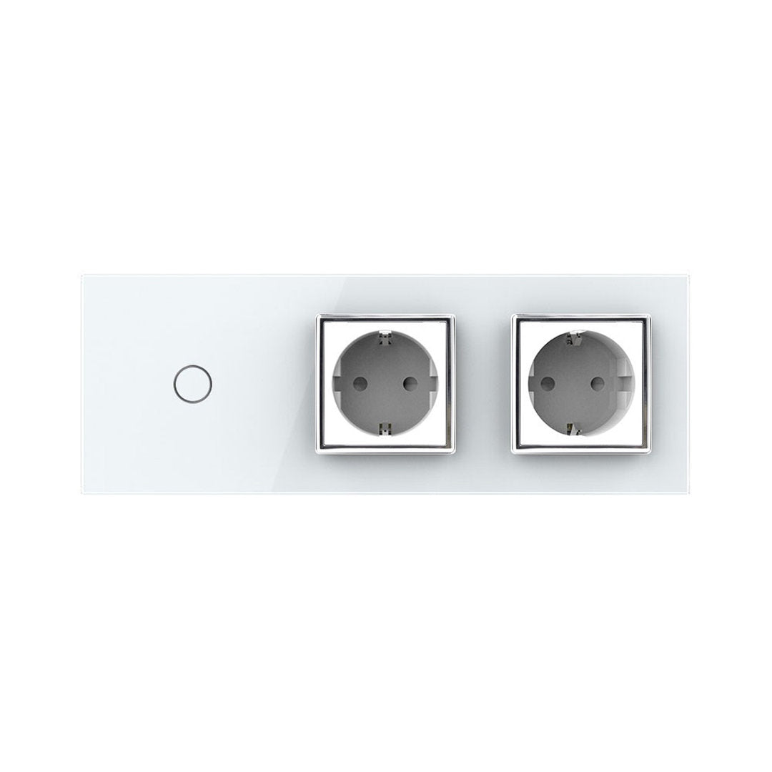 Livolo Touch-Dimmer m. zwei Steckdosen in weiß