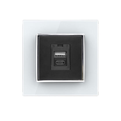 Livolo USB-Modul inkl. USB-C und USB-A mit Glasblende in Weiß/ Schwarz