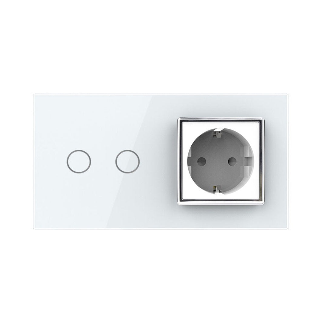 Livolo Touch-Rollladenschalter mit Steckdose in weiß