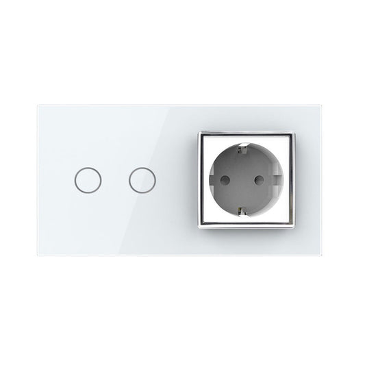 Livolo Touch-Rollladenschalter mit Steckdose in weiß
