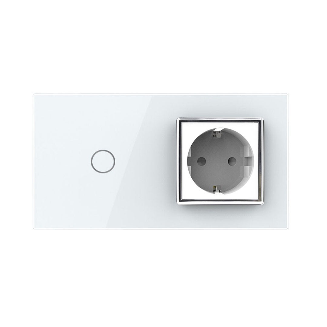 LIVOLO Touch Wechsel / Kreuzschalter mit Steckdose und Glasblende