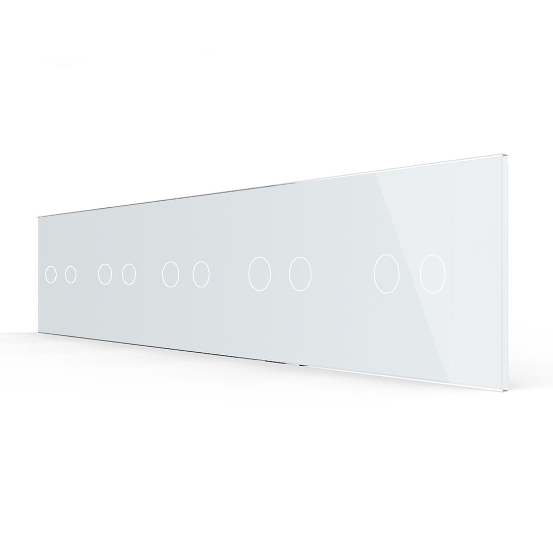 Weiße Glasblende für 5 2-fache Touch-Schalter
