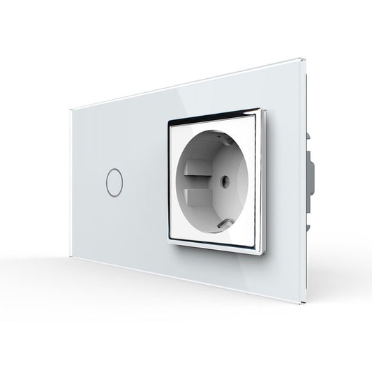 LIVOLO Touch Wechsel / Kreuzschalter mit Steckdose und Glasblende