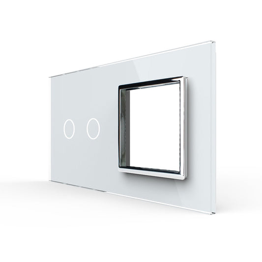 Weiße Glasblende für 1 2-fachen Touch-Schalter + 1 Modul