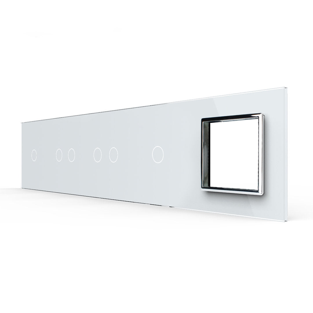 Weiße Glasblende für 2 1-fache + 2 2-fache Touch-Schalter + 1 Modul