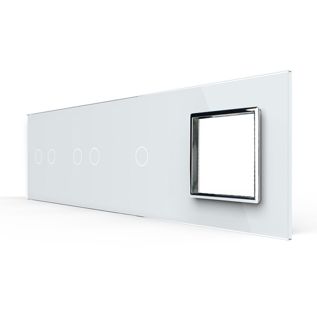 Weiße Glasblende für 2 2-fache + 1 1-fachen Touch-Schalter + 1 Modul