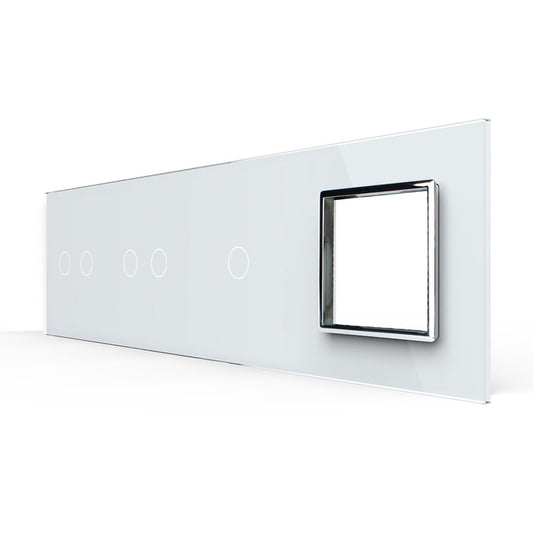 Weiße Glasblende für 2 2-fache + 1 1-fachen Touch-Schalter + 1 Modul