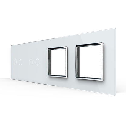 Weiße Glasblende für 2 2-fache Touch-Schalter + 2 Module