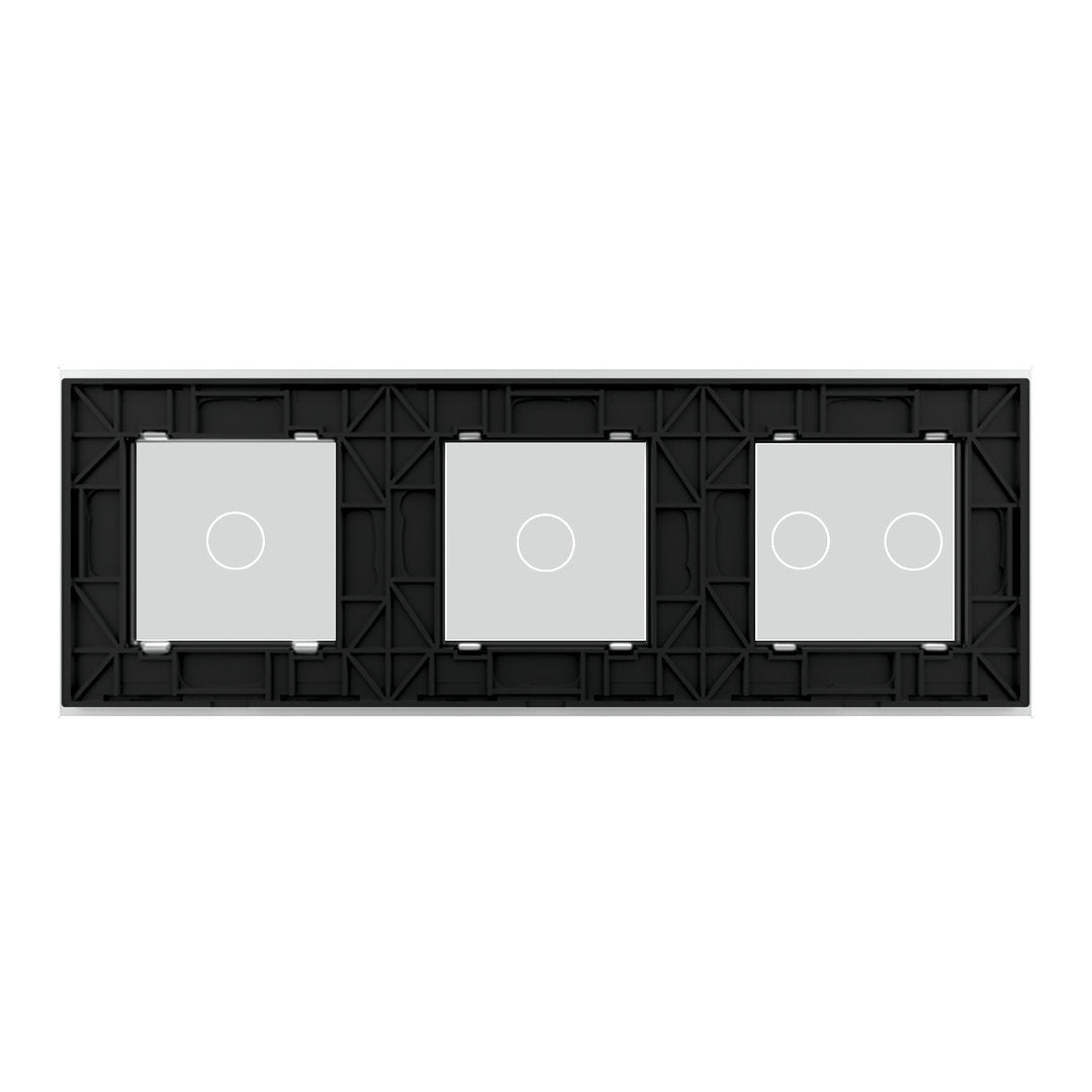 Weiße Glasblende für 2 1-fache und 1 2-fachen Touch-Schalter