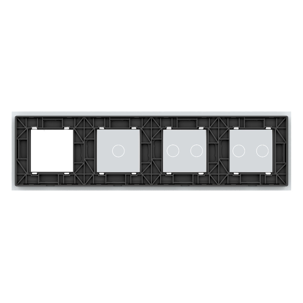 Weiße Glasblende für 2 2-fache + 1 1-fachen Touch-Schalter + 1 Modul
