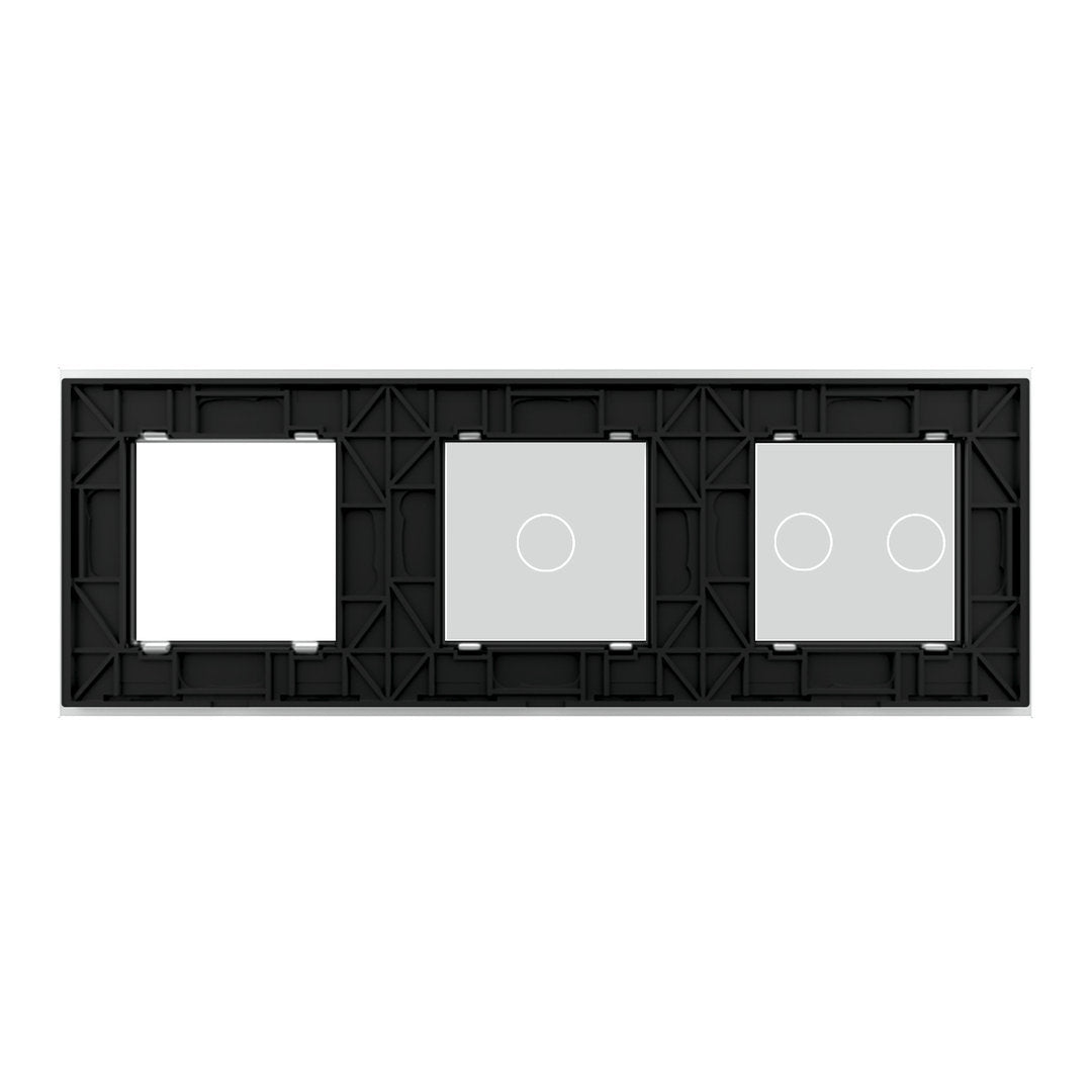 Weiße Glasblende für 1 2-fachen + 1 1-fachen Touch-Schalter + Modul