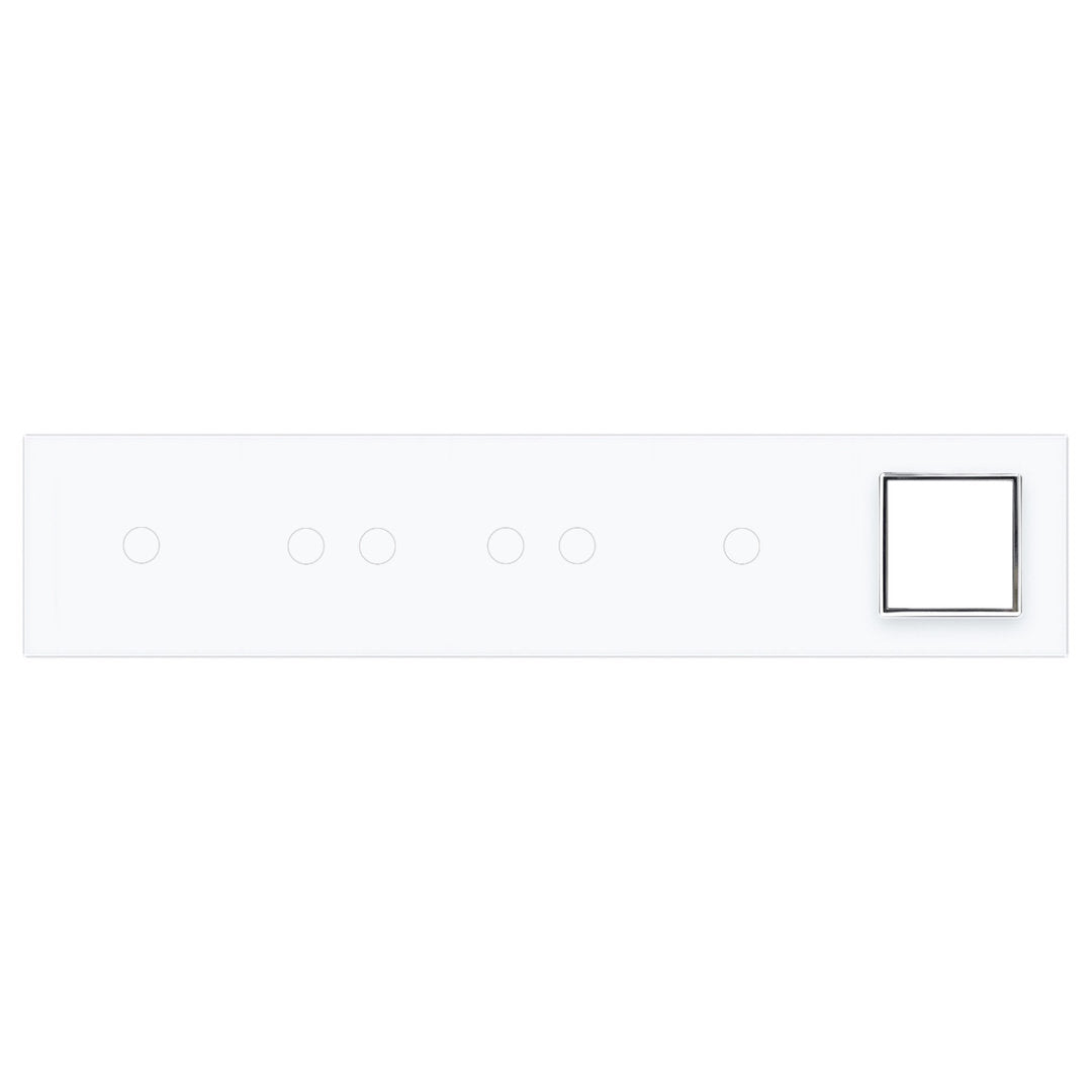 Weiße Glasblende für 2 1-fache + 2 2-fache Touch-Schalter + 1 Modul