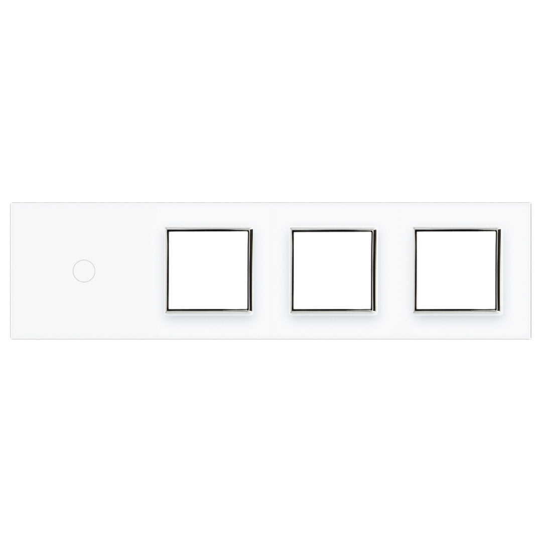 Weiße Glasblende für 1 1-fachen Touch-Schalter + 3 Module