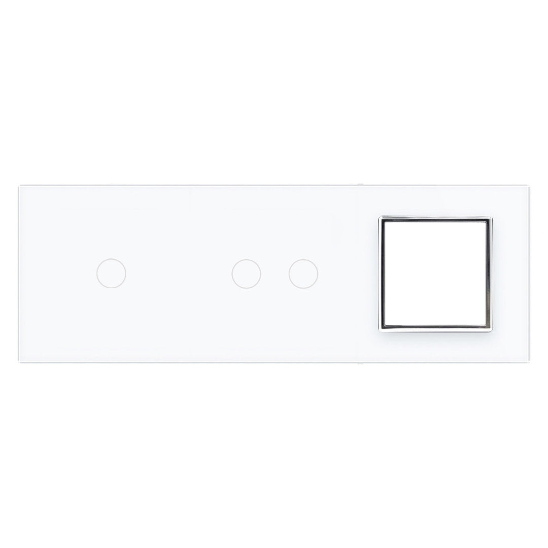 Weiße Glasblende für 1 1-fachen + 1 2-fachen Touch-Schaltler + Modul