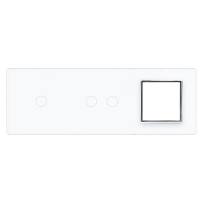 Weiße Glasblende für 1 1-fachen + 1 2-fachen Touch-Schaltler + Modul