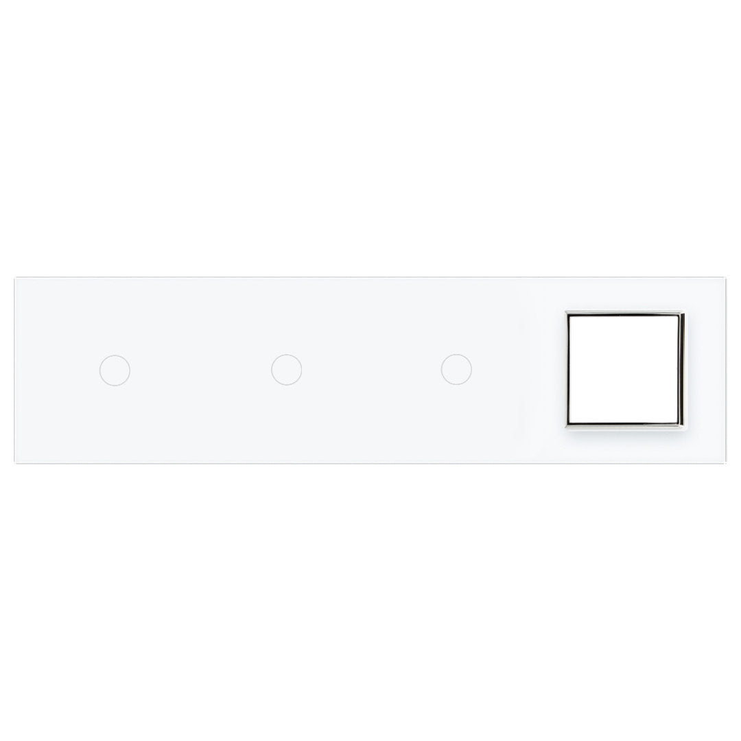 Weiße Glasblende für 3 1-fache Touch-Schalter + 1 Modul