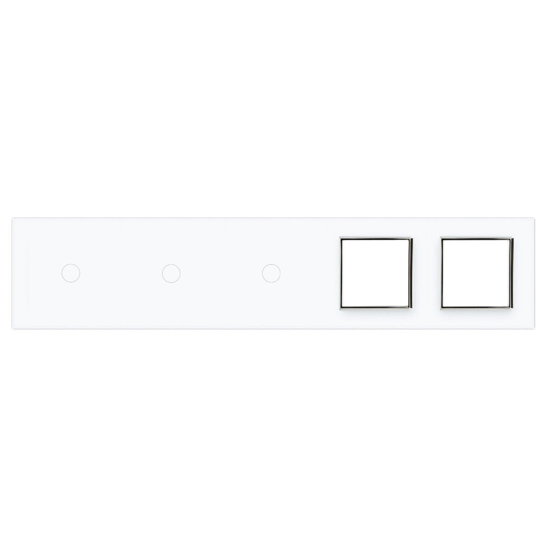 Weiße Glasblende für 3 1-fache Touch-Schalter + 2 Module