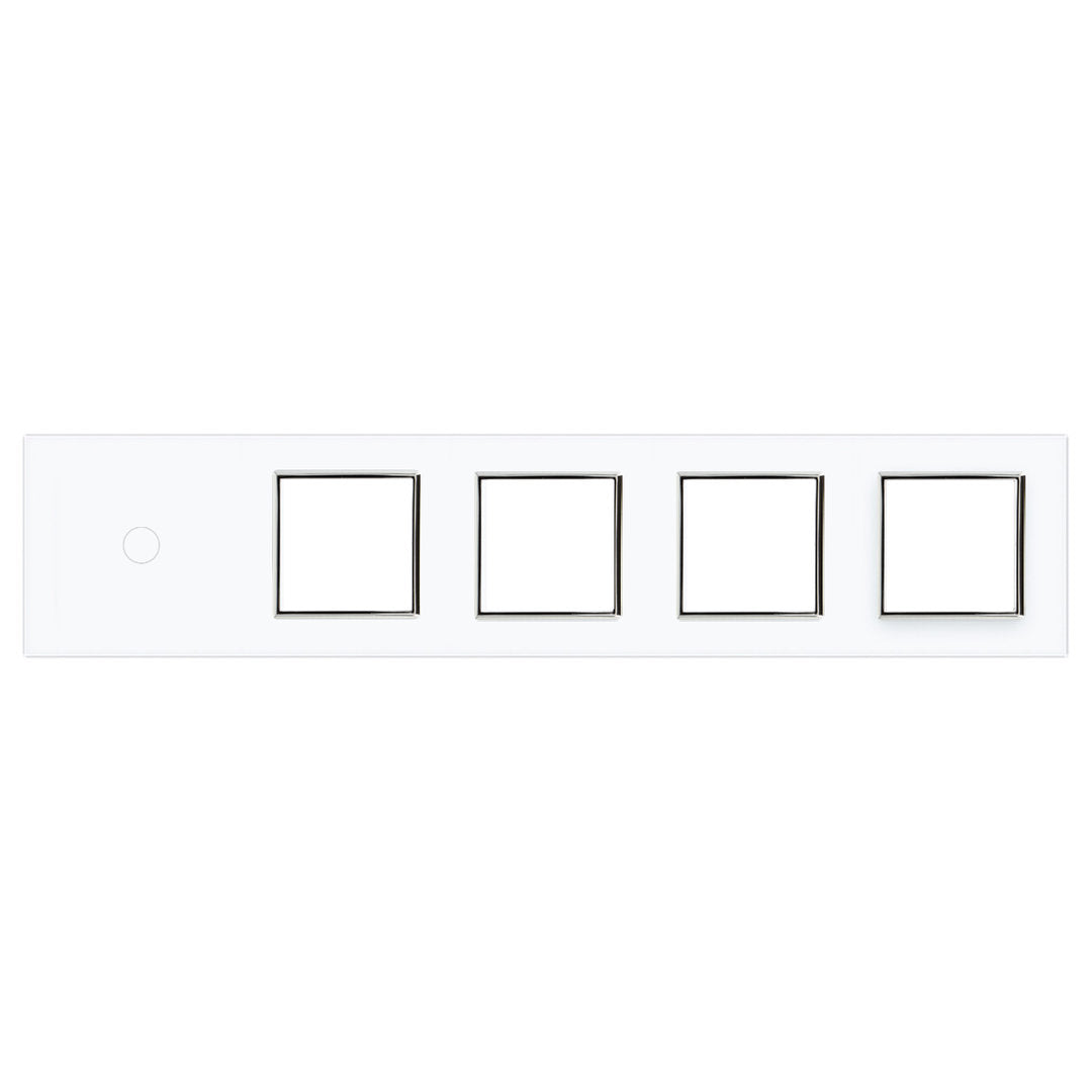 Weiße Glasblende für 1 1-fachen Touch-Schalter + 4 Module