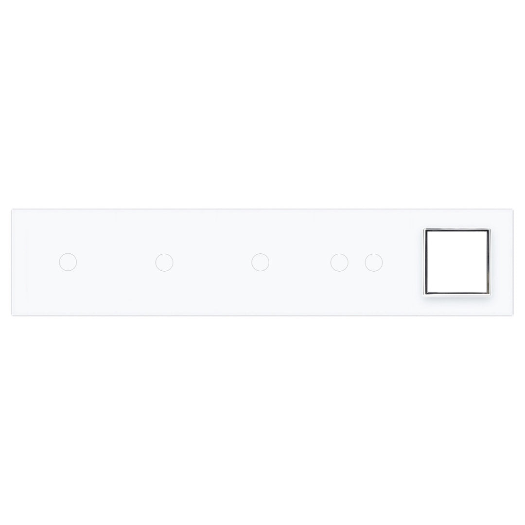 Weiße Glasblende für 3 1-fache + 1 2-fachen Touch-Schalter + 1 Modul