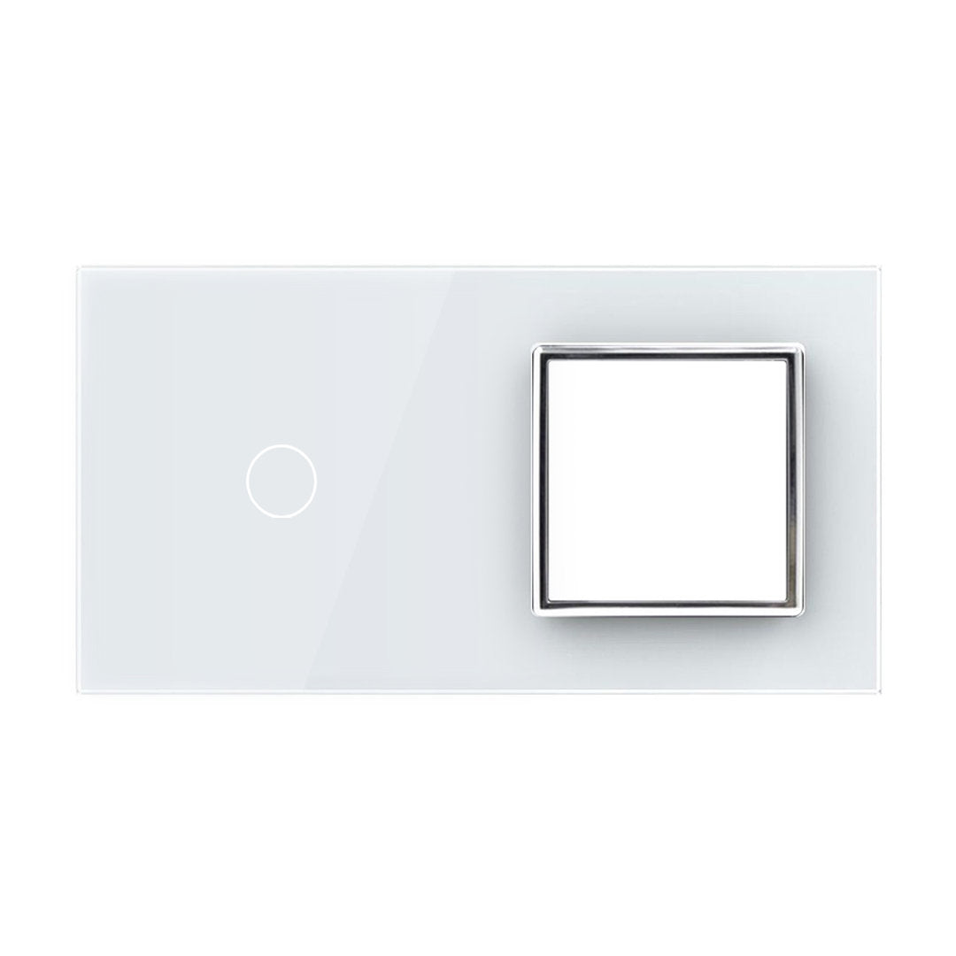 Weiße Glasblende für 1 2-fachen Touch-Schalter + 1 Modul