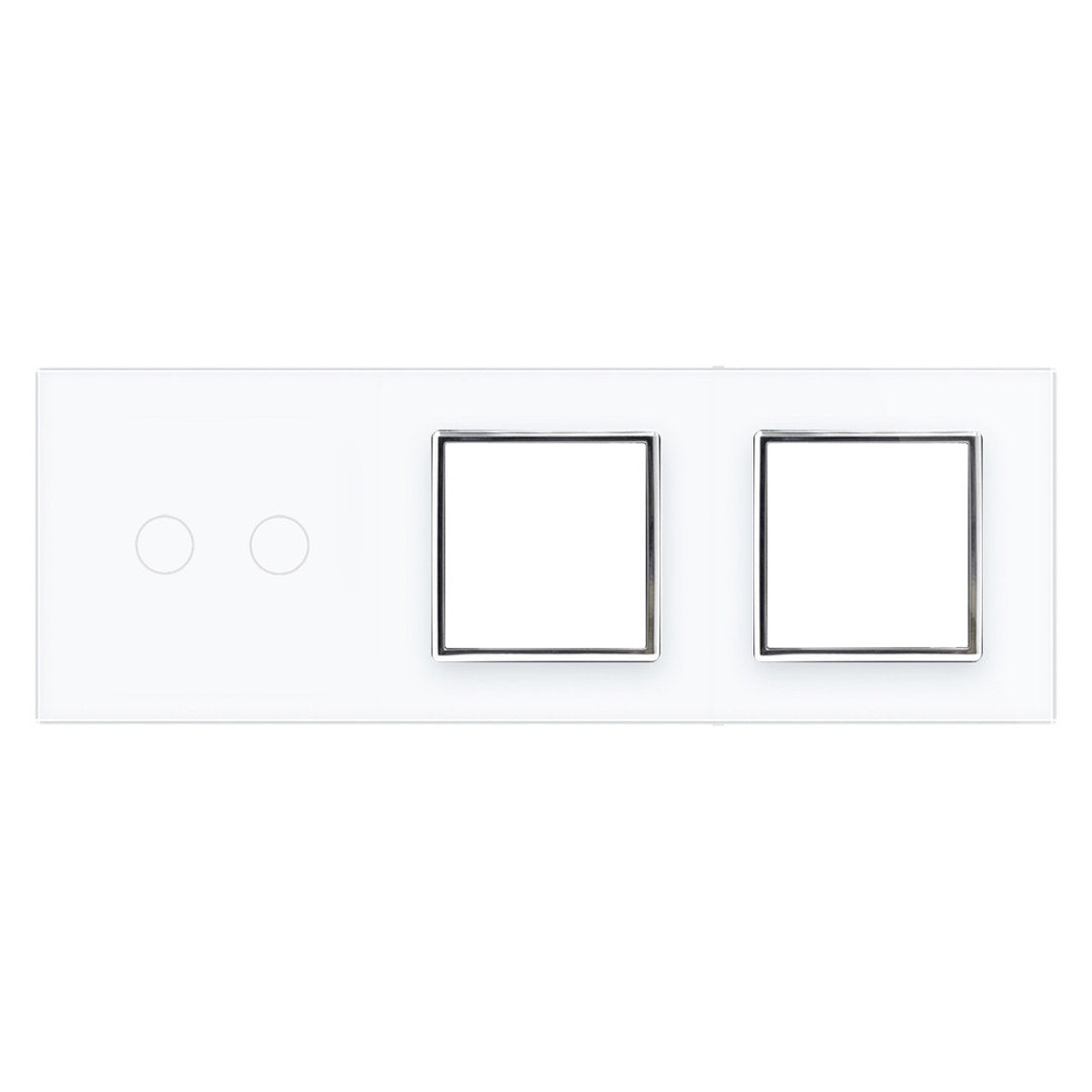 Weiße Glasblende für 1 2-fachen Touch-Schalter + 2 Module