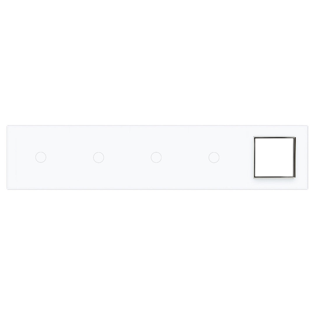 Weiße Glasblende für 4 1-fache Touch-Schalter + 1 Modul