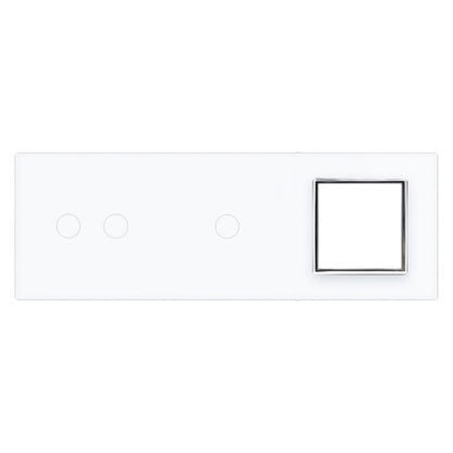 Weiße Glasblende für 1 2-fachen + 1 1-fachen Touch-Schalter + Modul
