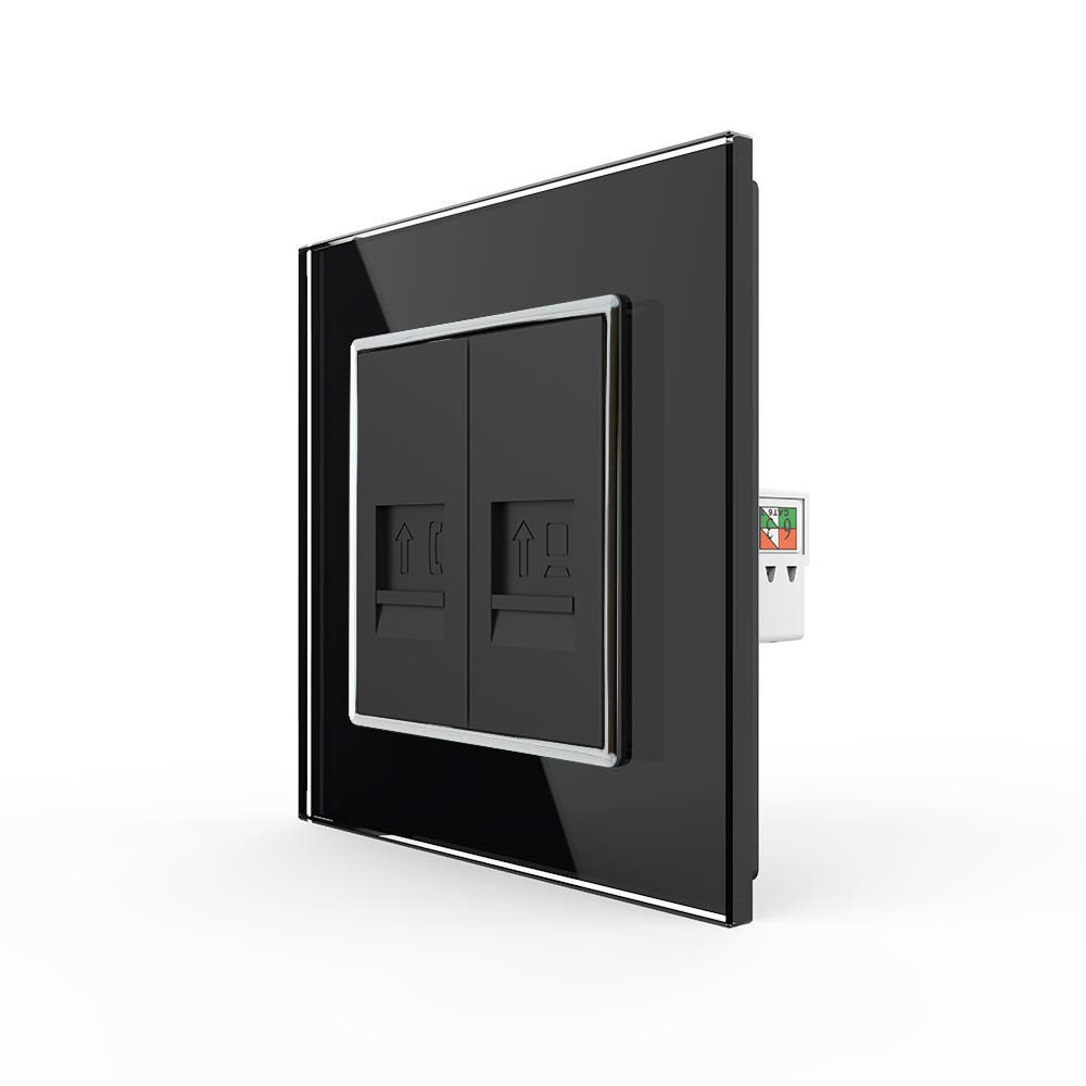 Livolo Modul-Kombination aus Telefon-/Netzwerkanschluss in schwarz