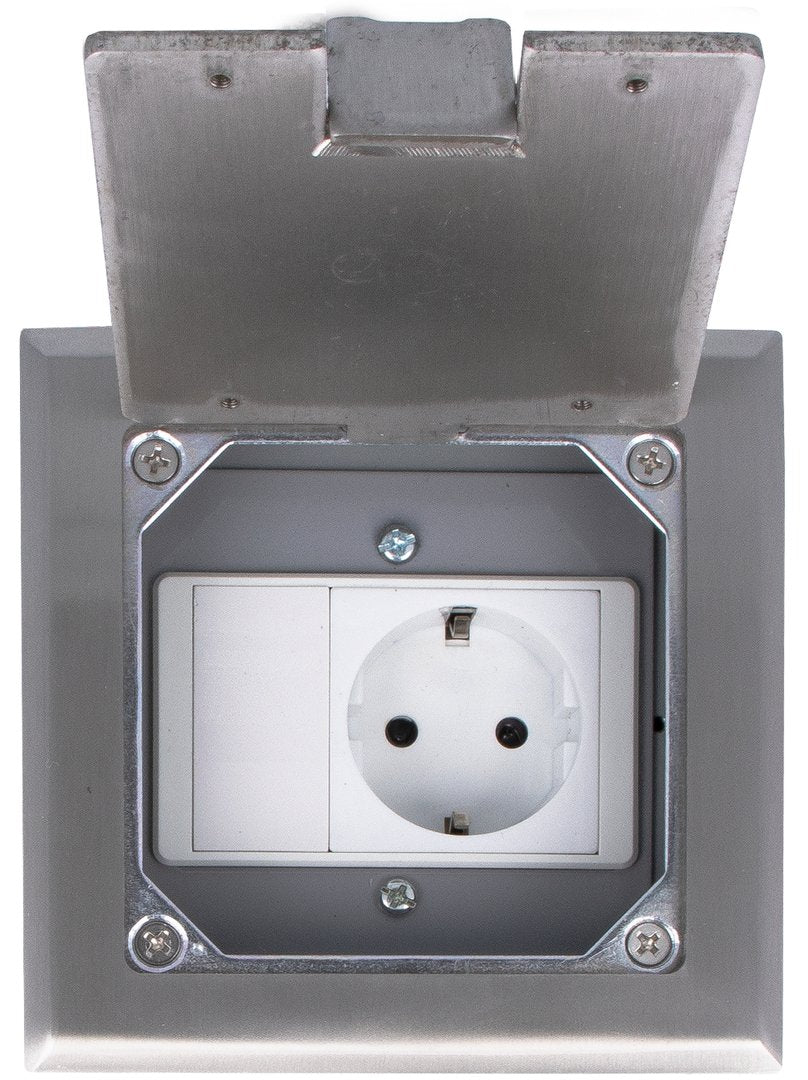 Bodentank 1-fach versenkbar (Steckdose VDE + 1/2 Blind-Blende)