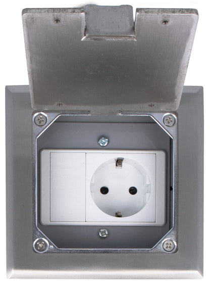Bodentank 1-fach versenkbar (Steckdose VDE + 1/2 Blind-Blende)