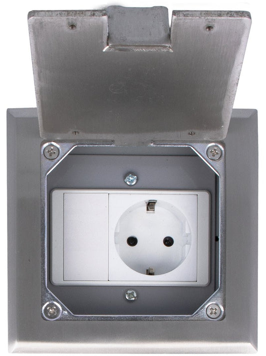 Bodentank 1-fach versenkbar (Steckdose VDE + 1/2 Blind-Blende)